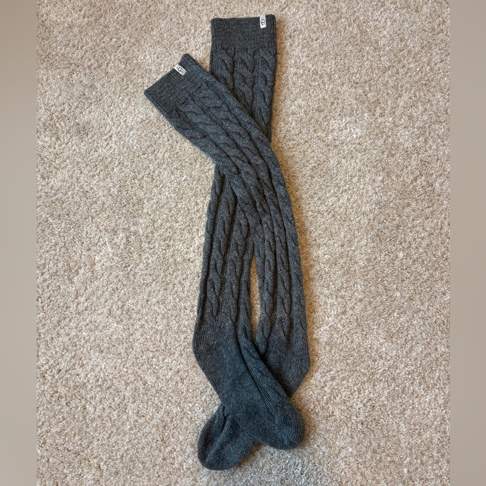 UGG Charcoal Cable Knit Boot Socks